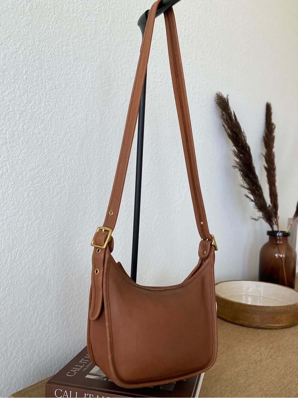 Coach Brown Leather Shoulder Bag with Gold-Tone Hardware